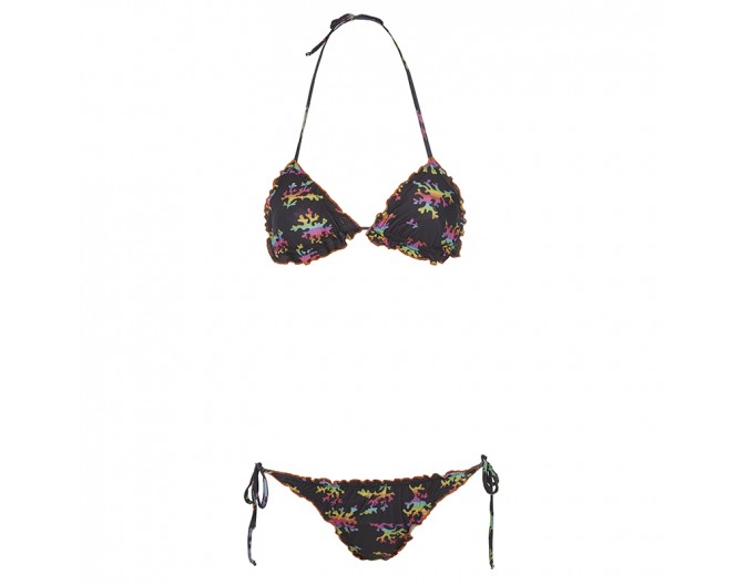 0016 ruched frillkini rainbow corals black